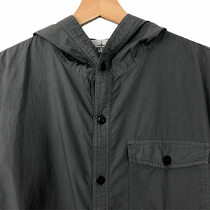 Stone Island Grey Button Up Hooded Overshirt - Extra Large (XL) PTP 23"