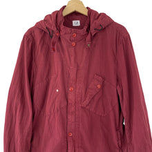 Load image into Gallery viewer, C.P Company Burgundy Goggle Hooded Overshirt - Large (L) PTP 22.75&quot;
