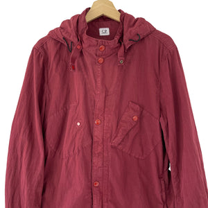 C.P Company Burgundy Goggle Hooded Overshirt - Large (L) PTP 22.75"