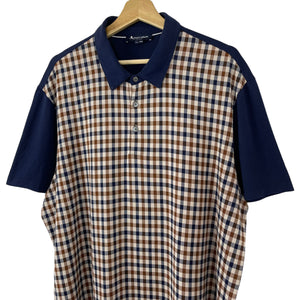 Aquascutum Navy / House Check Short Sleeved Polo - Triple Extra Large (XXXL) PTP 26"