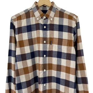 Aquascutum Block Check Flannel Long Sleeved Shirt - Small (S) PTP 19"