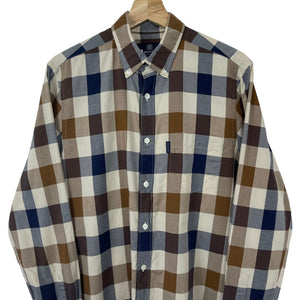 Aquascutum Block Check Long Sleeved Shirt - Medium (M) PTP 20.5"