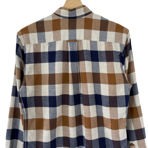 Aquascutum Block Check Flannel Long Sleeved Shirt - Small (S) PTP 19"