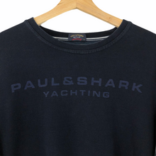 Load image into Gallery viewer, Paul and Shark Navy Crew Neck Spell Out Logo Sweater - Medium (M) PTP 20.5&quot;
