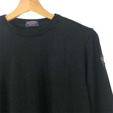 Load image into Gallery viewer, Paul and Shark Black 100% Wool Crew Neck Sweater - Medium (M) PTP 19.5&quot;
