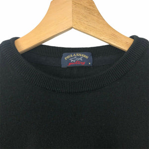 Paul and Shark Black 100% Wool Crew Neck Sweater - Medium (M) PTP 19.5"